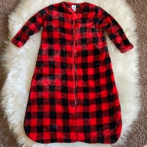 HB Sleep Sack Buffalo Plaid Red Black Size 6-12 Months